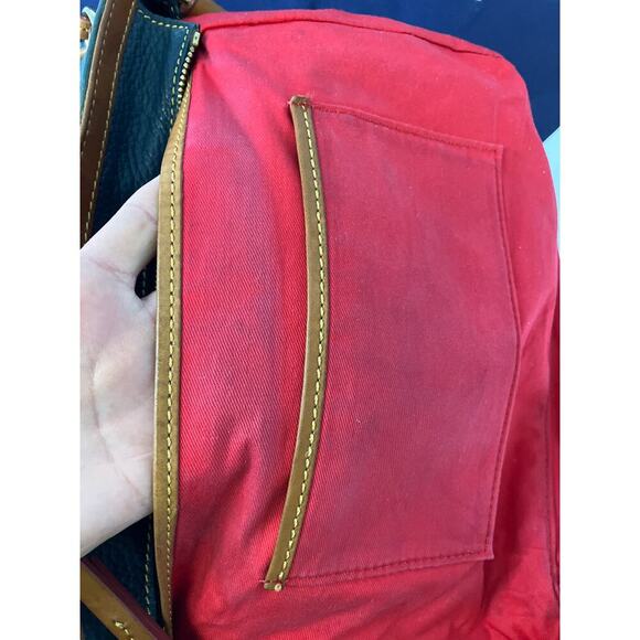 DOONEY & BOURKE NAVY-TEAL  PEBBLED LEATHER LARGE HANDBAG - Picture 14 of 16